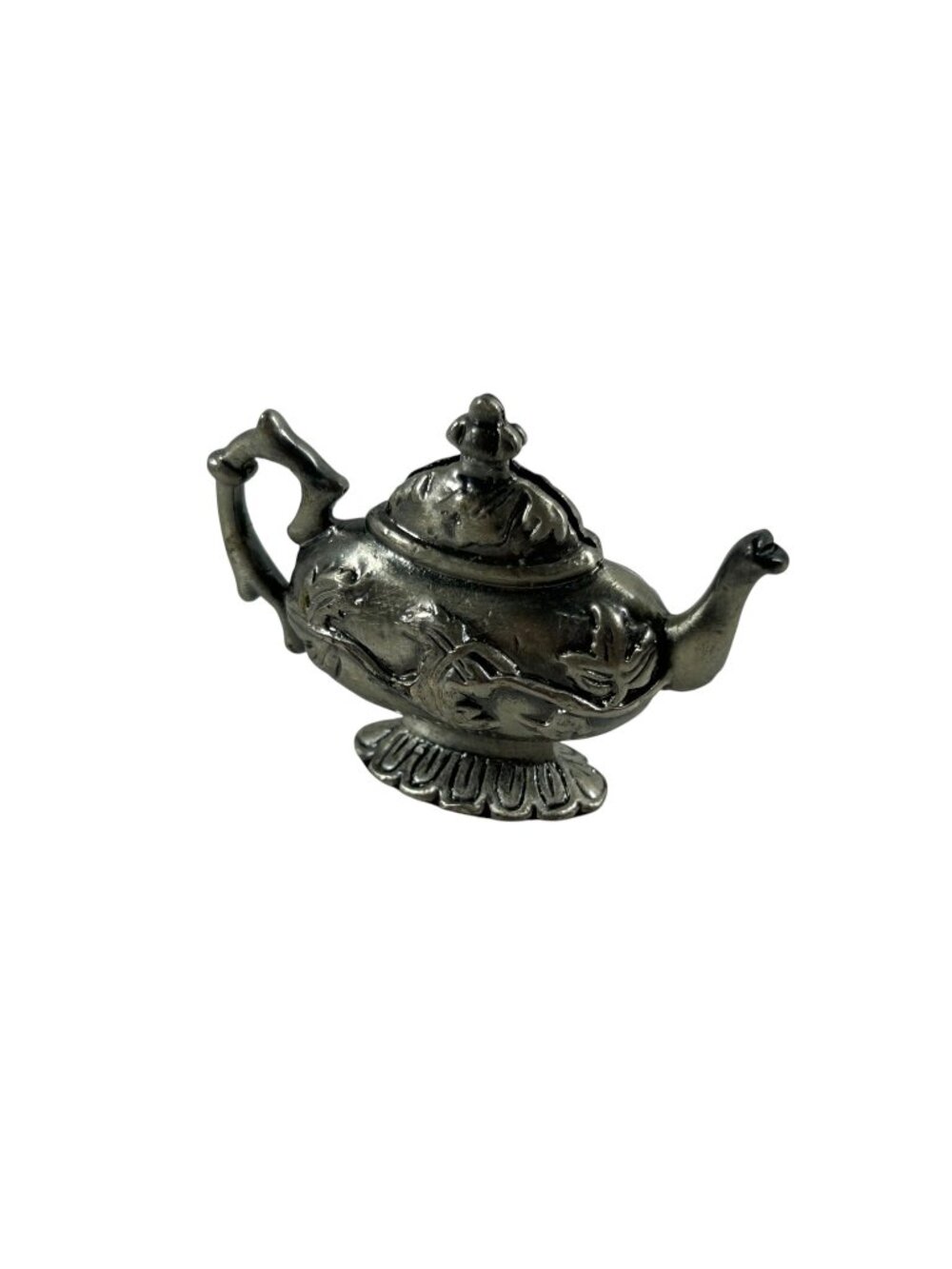 Single Milson & Louis Miniature Pewter Ornate Teapot Card Note Holder Mini